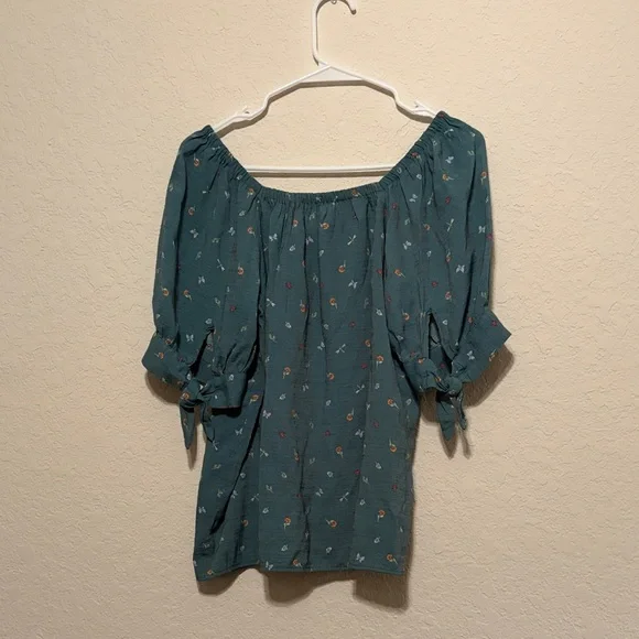 Lauren Conrad XS Blue Floral Button-Front Blouse - Picture 5 of 5